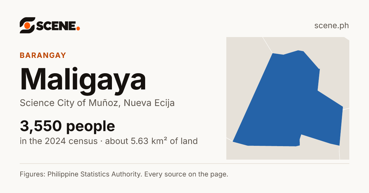 Maligaya, Science City of Muñoz, barangay: 3,550 people in the 2024 census