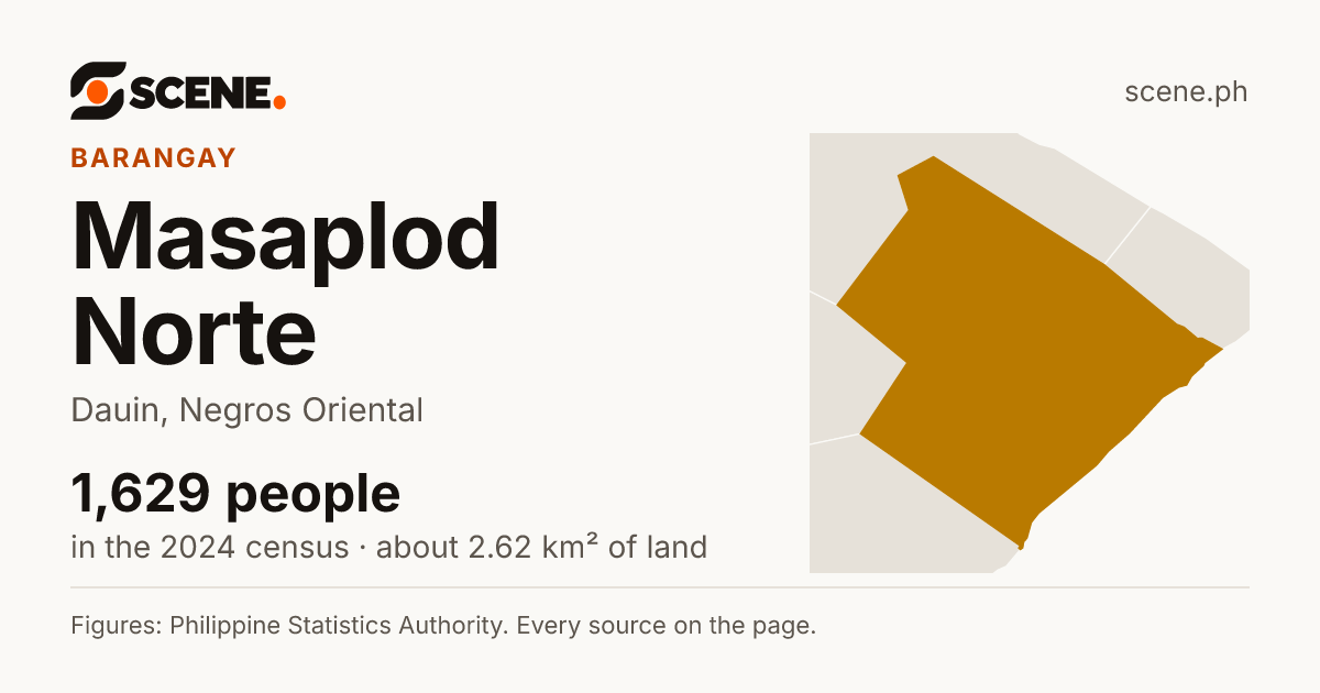 Masaplod Norte, Dauin, barangay: 1,629 people in the 2024 census