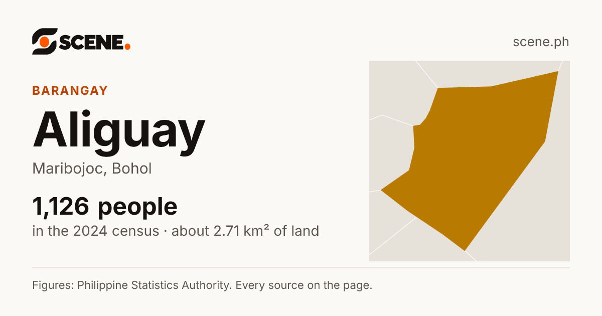 Aliguay, Maribojoc, barangay: 1,126 people in the 2024 census