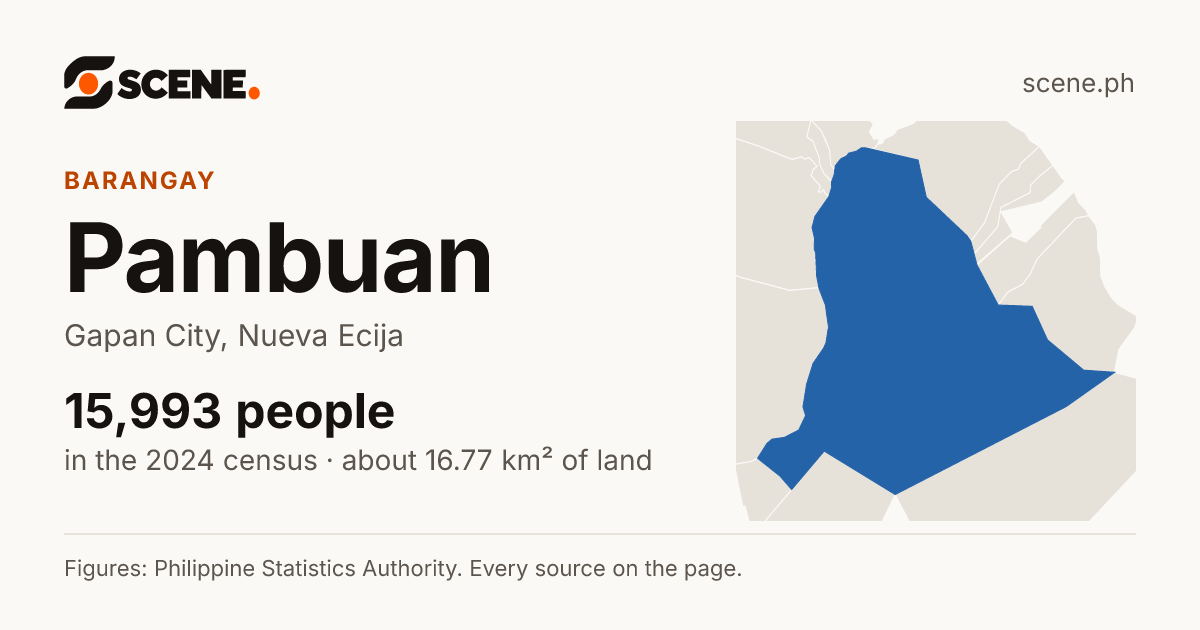 Pambuan, Gapan City, barangay: 15,993 people in the 2024 census