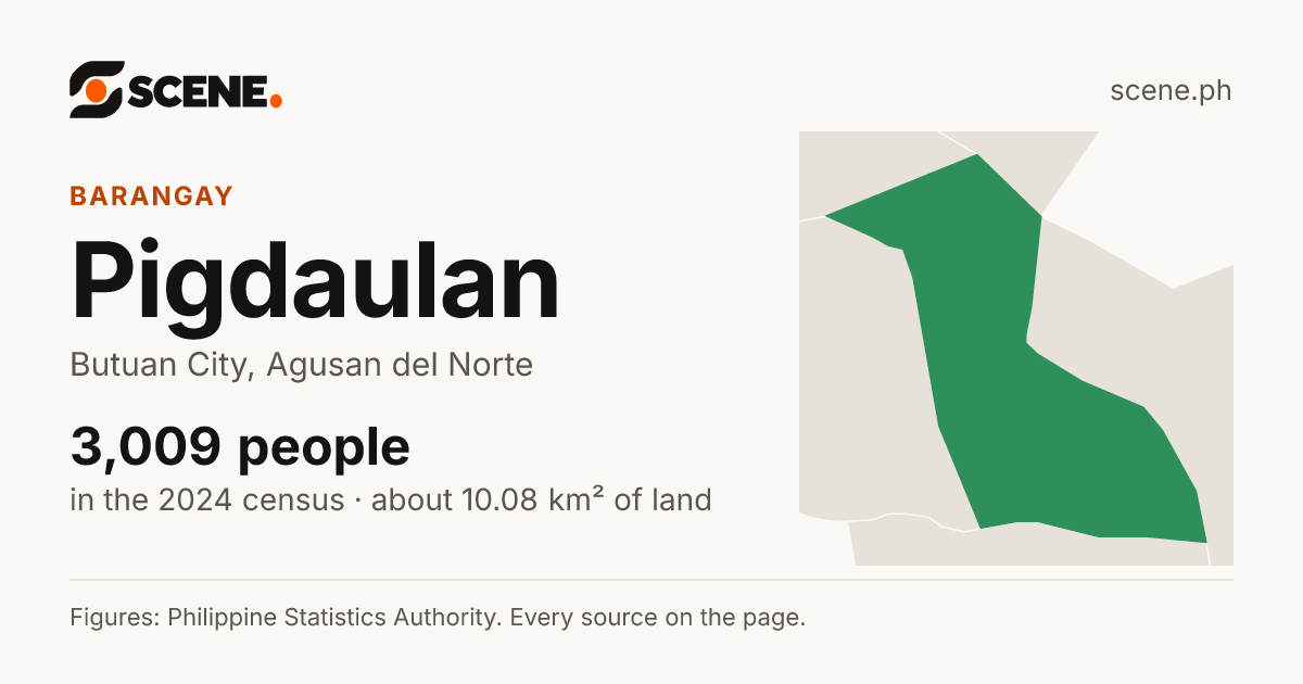 Pigdaulan, Butuan City, barangay: 3,009 people in the 2024 census