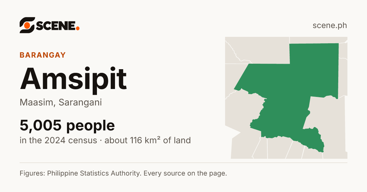 Amsipit, Maasim, barangay: 5,005 people in the 2024 census