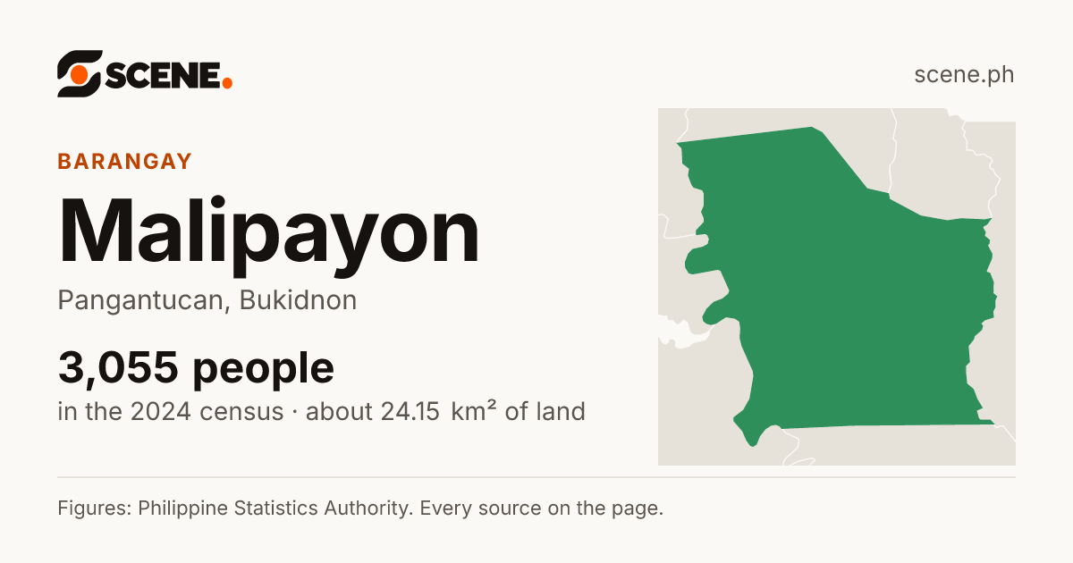 Malipayon, Pangantucan, barangay: 3,055 people in the 2024 census