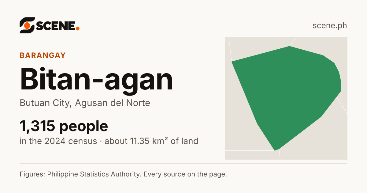 Bitan-agan, Butuan City, barangay: 1,315 people in the 2024 census