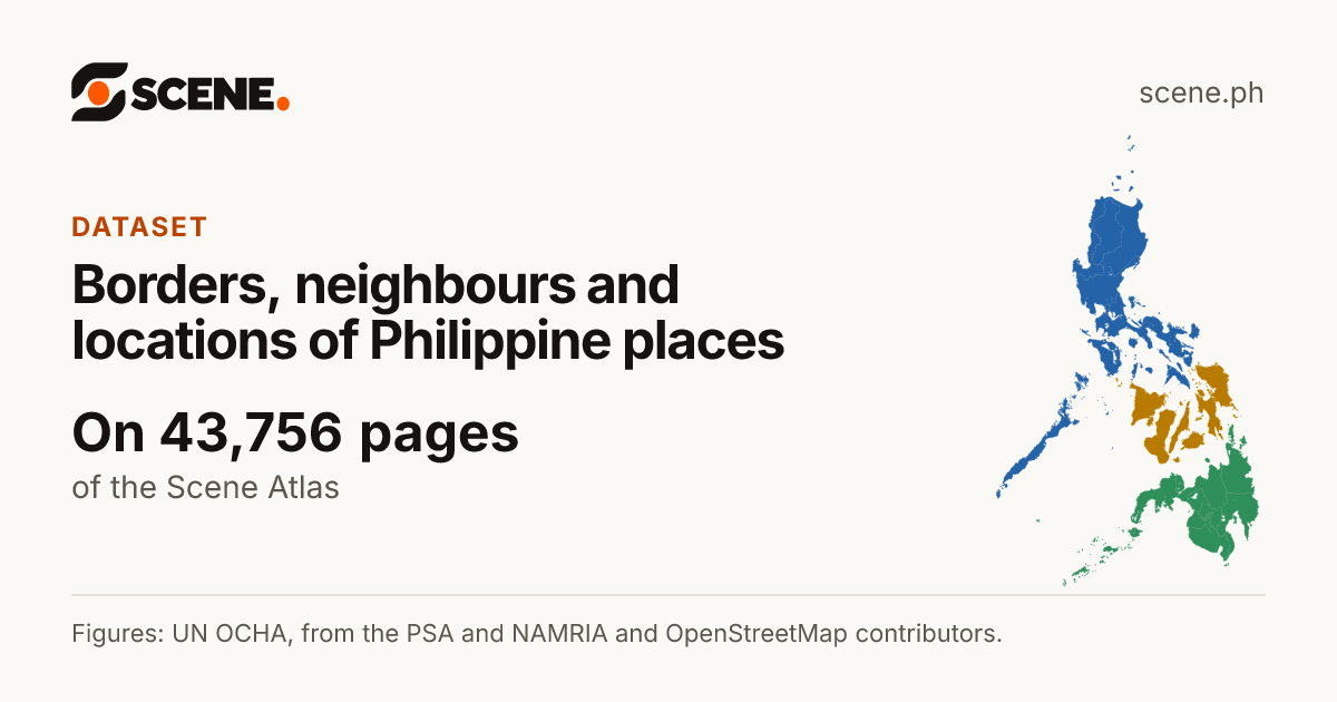 Borders, neighbours and locations of Philippine places, a dataset of the Scene Atlas shown on 43,756 pages.