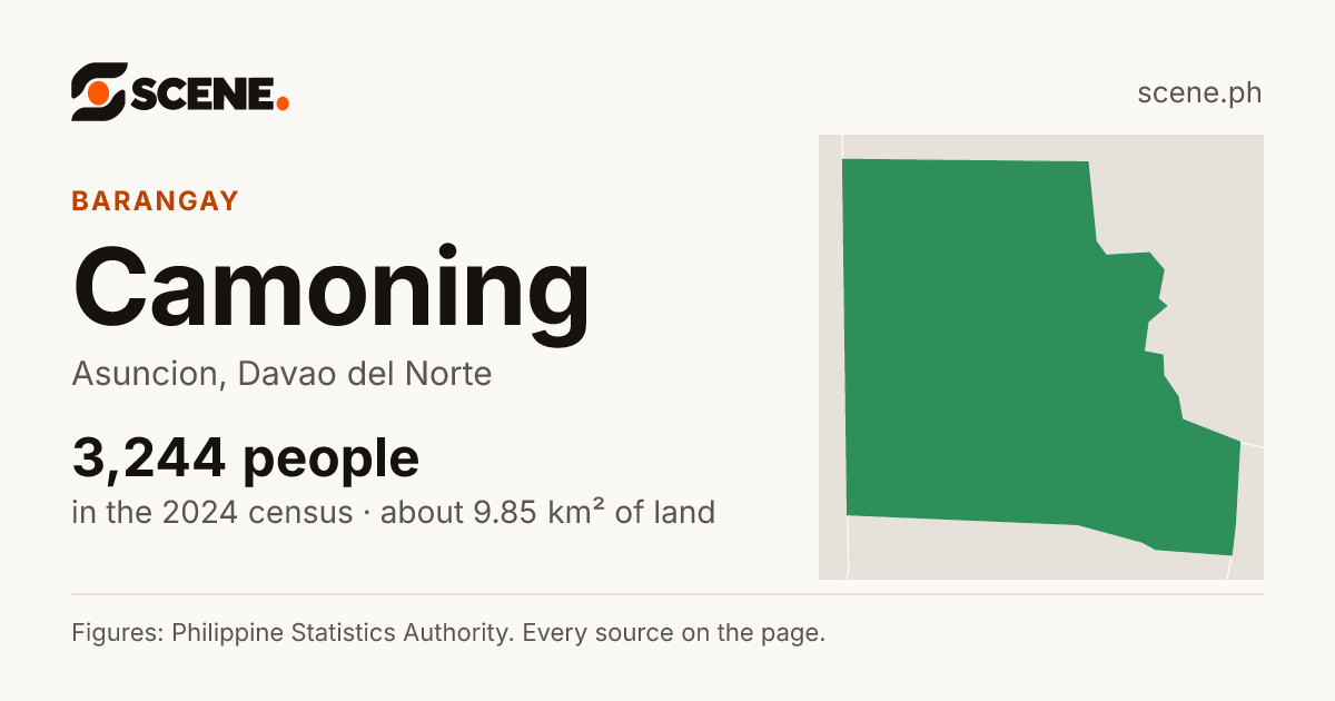 Camoning, Asuncion, barangay: 3,244 people in the 2024 census