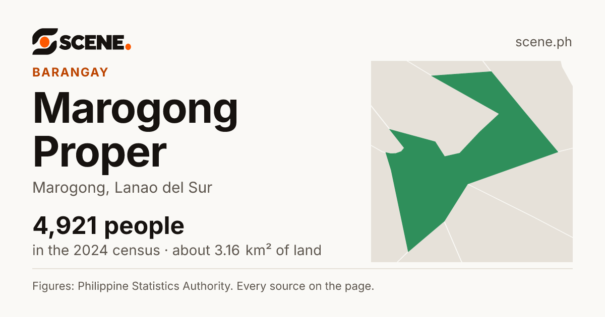 Marogong Proper, Marogong, barangay: 4,921 people in the 2024 census