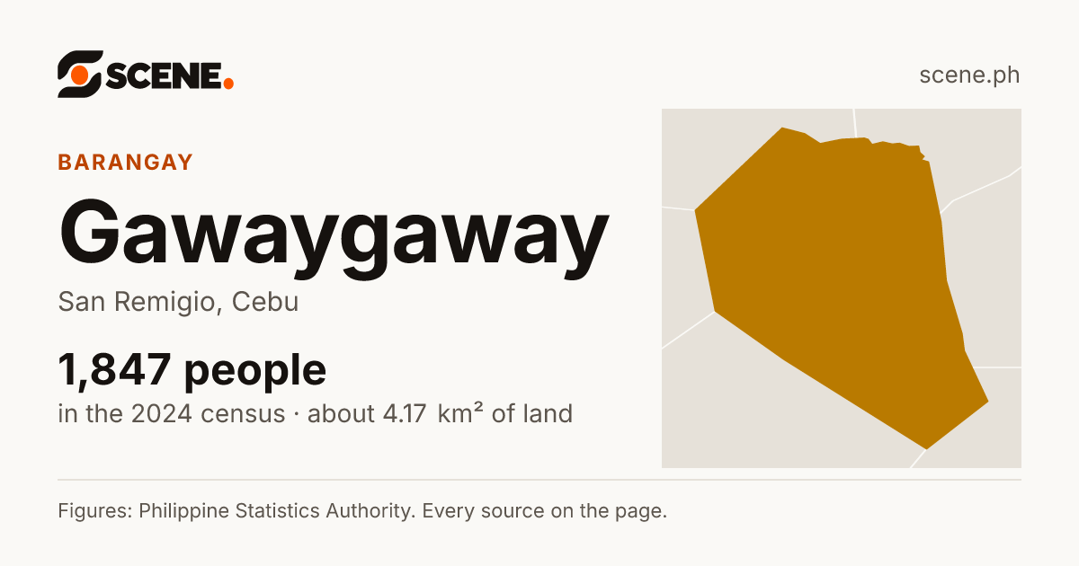 Gawaygaway, San Remigio, barangay: 1,847 people in the 2024 census
