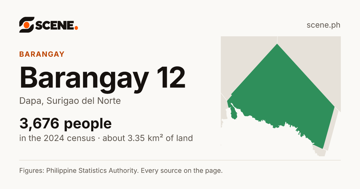 Barangay 12, Dapa, barangay: 3,676 people in the 2024 census