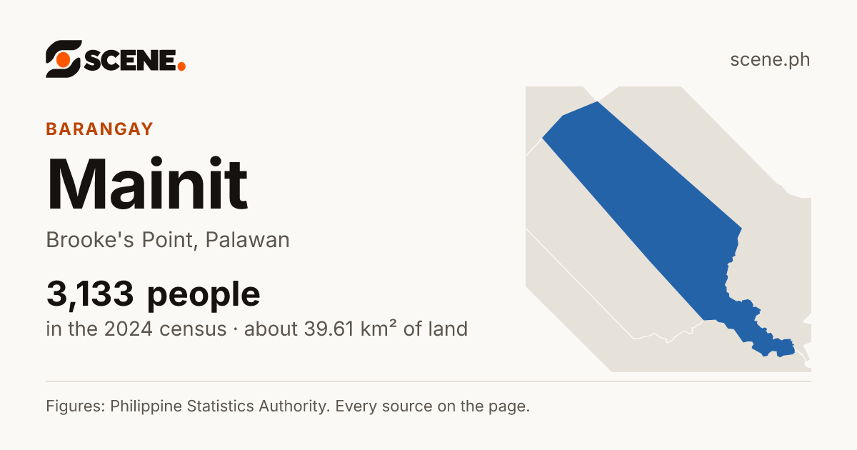 Mainit, Brooke's Point, barangay: 3,133 people in the 2024 census