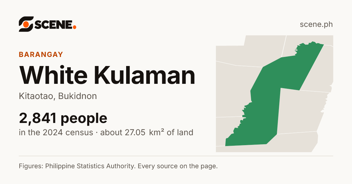 White Kulaman, Kitaotao, barangay: 2,841 people in the 2024 census