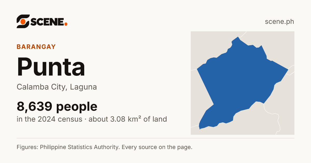 Punta, Calamba City, barangay: 8,639 people in the 2024 census