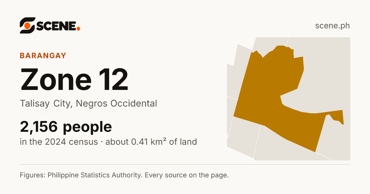 Zone 12, Talisay City, barangay: 2,156 people in the 2024 census