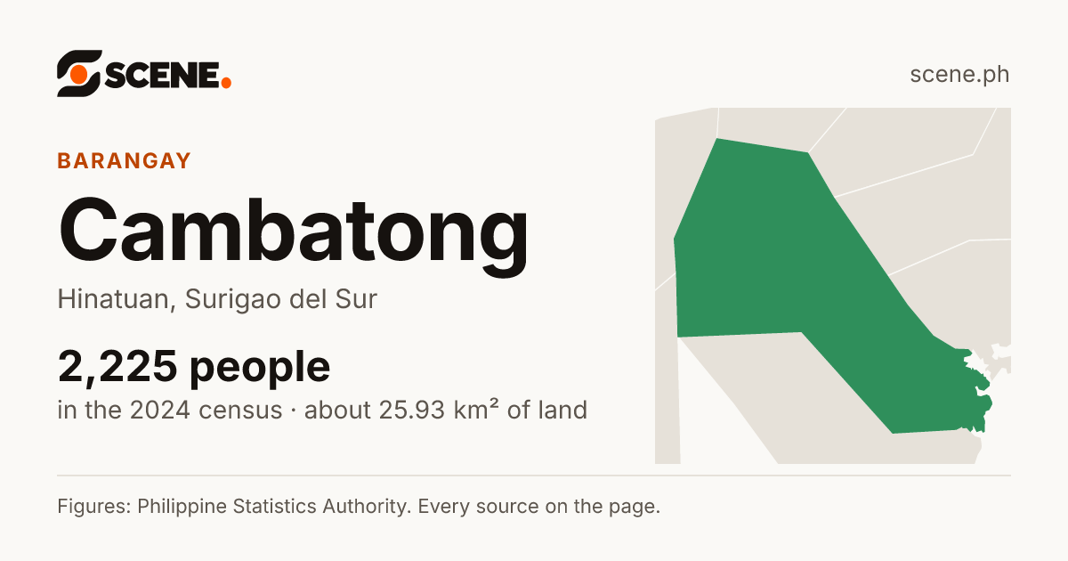 Cambatong, Hinatuan, barangay: 2,225 people in the 2024 census