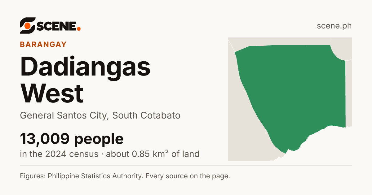 Dadiangas West, General Santos City, barangay: 13,009 people in the 2024 census