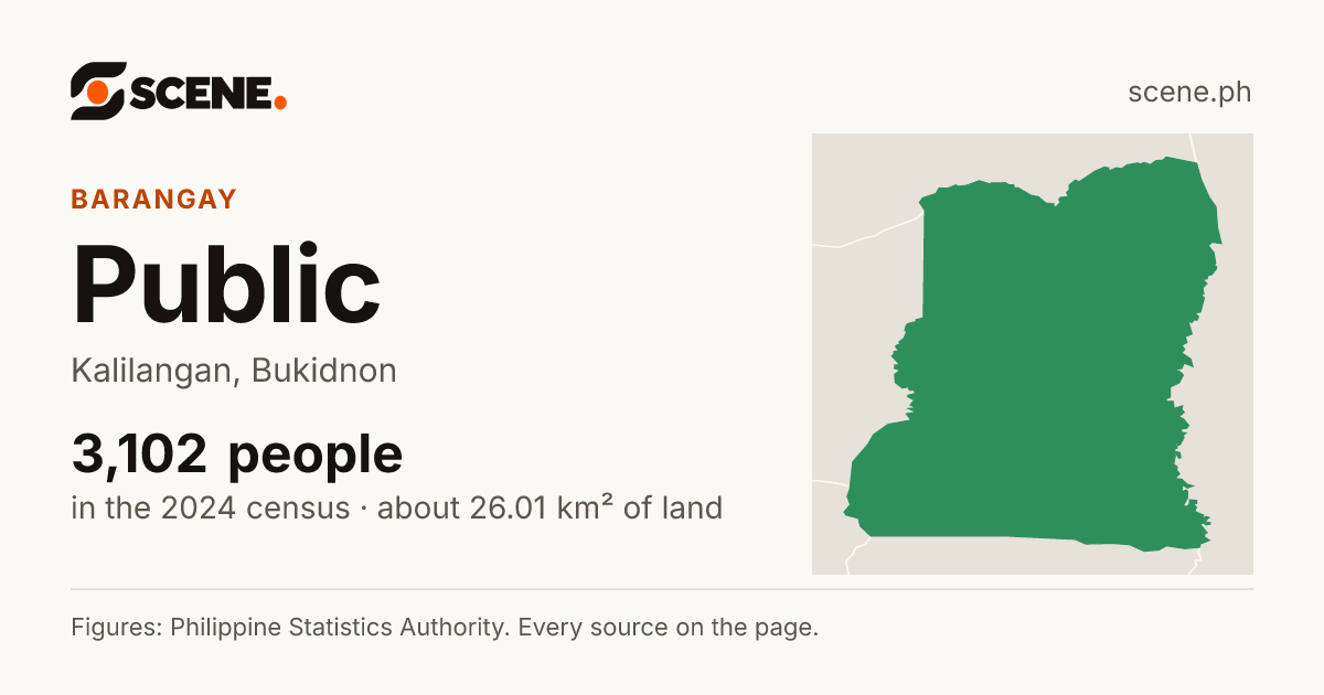 Public, Kalilangan, barangay: 3,102 people in the 2024 census
