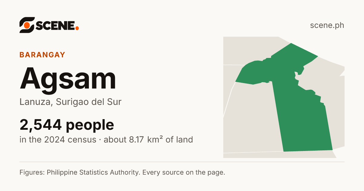 Agsam, Lanuza, barangay: 2,544 people in the 2024 census