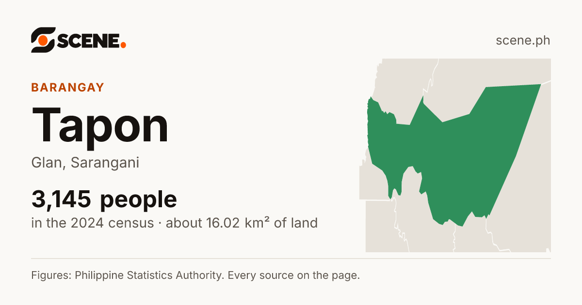 Tapon, Glan, barangay: 3,145 people in the 2024 census
