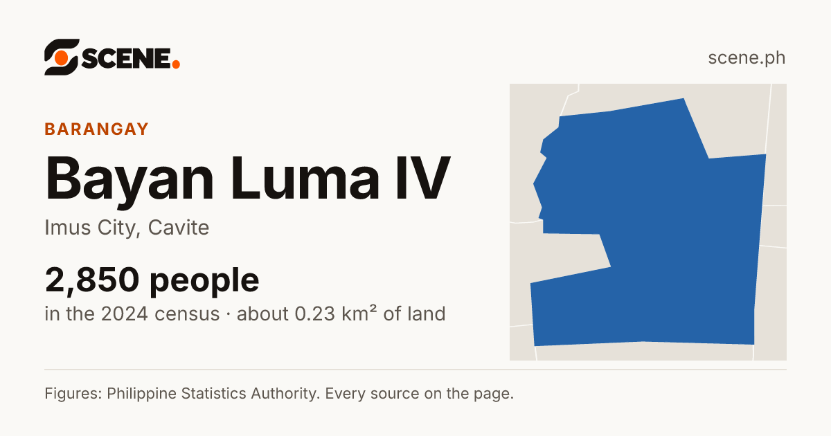 Bayan Luma IV, Imus City, barangay: 2,850 people in the 2024 census