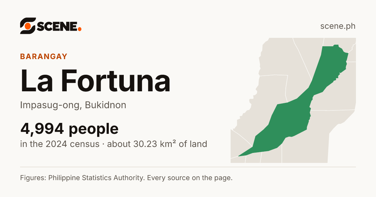 La Fortuna, Impasug-ong, barangay: 4,994 people in the 2024 census