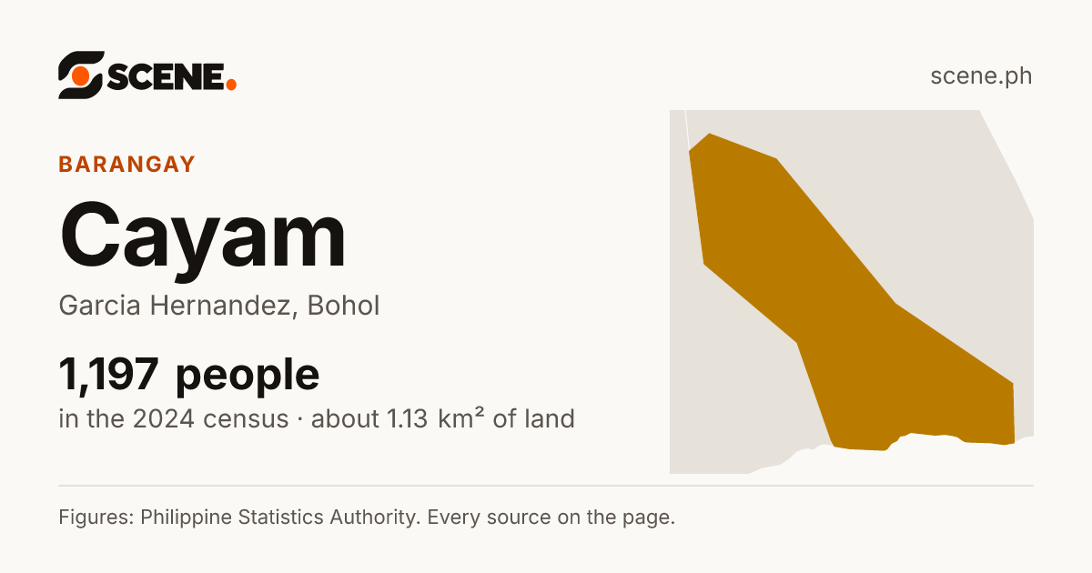 Cayam, Garcia Hernandez, barangay: 1,197 people in the 2024 census