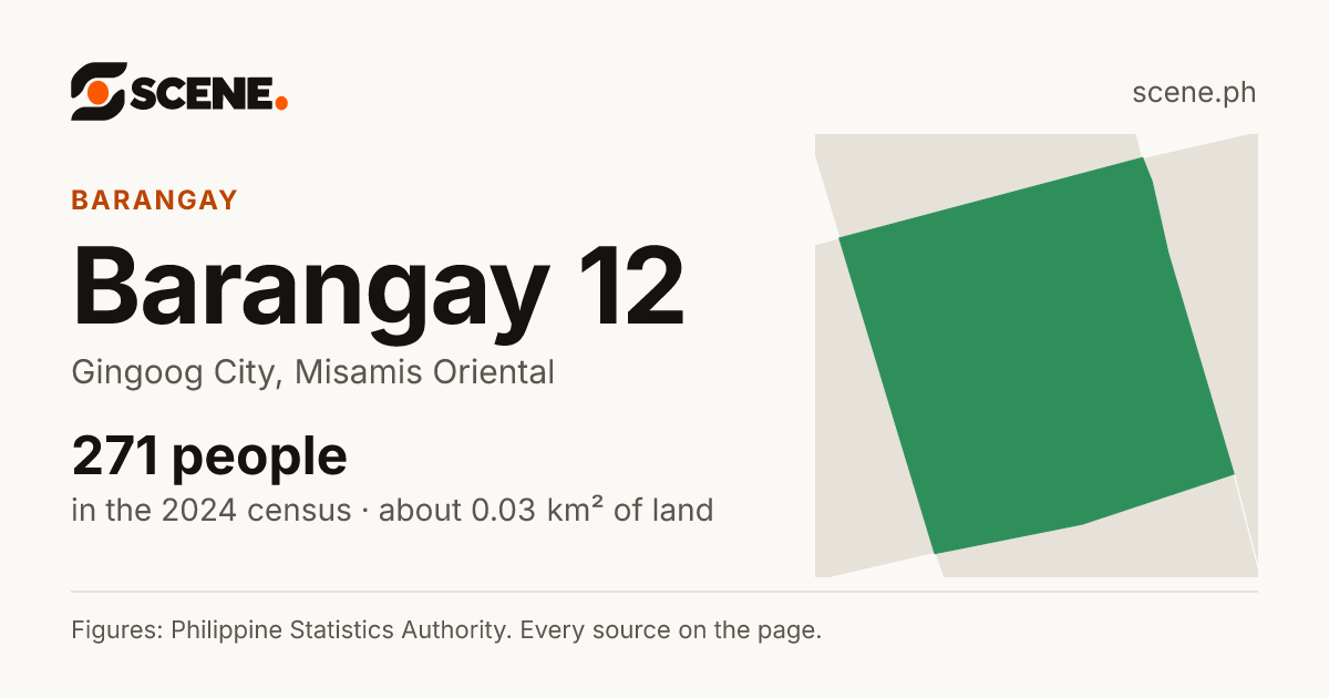 Barangay 12, Gingoog City, barangay: 271 people in the 2024 census