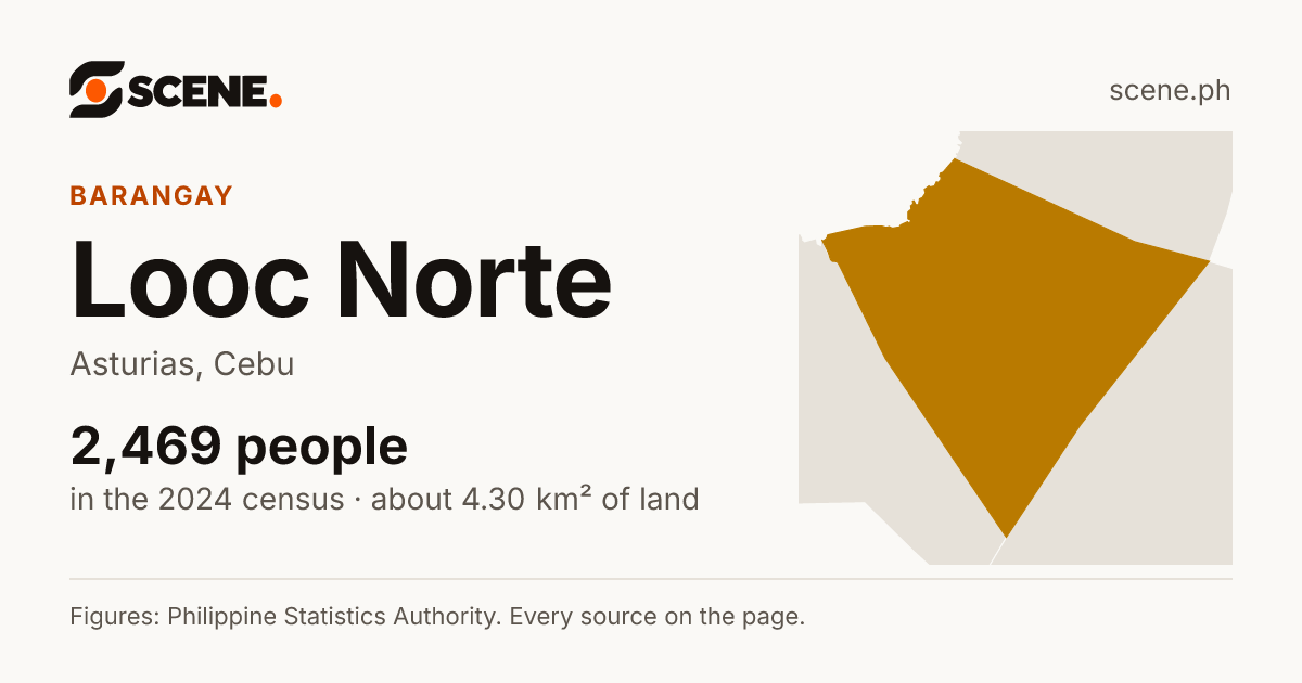 Looc Norte, Asturias, barangay: 2,469 people in the 2024 census