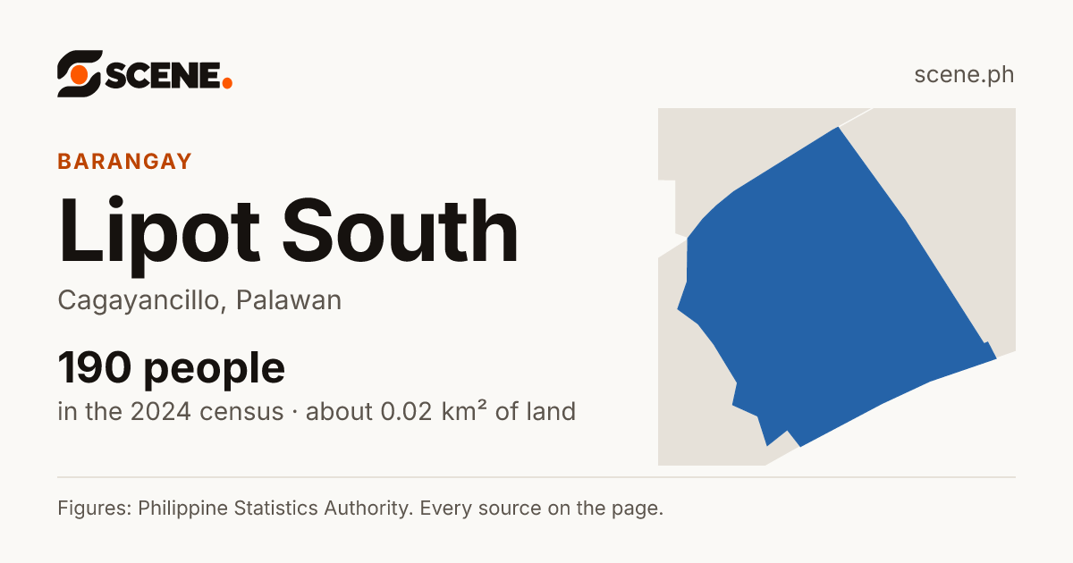 Lipot South, Cagayancillo, barangay: 190 people in the 2024 census