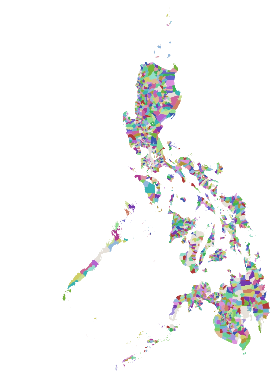 Map of the Philippines, every municipality in a colour of its own